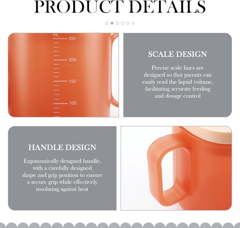 LCJAOF Senior Spill Resistant Drinking Cup - 8oz Drinking Cup with Straw and Lid Two Handles for Disabled Patients, Pregnant Women and Children (Orange) - Image 3